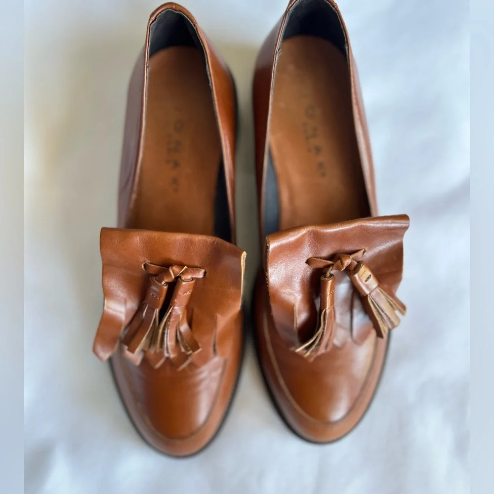 🚨⬇️🤑Jonak Paris Brown Leather Brogue Fringe Mocasines Loafers size 7-7.5 - Picture 4 of 14